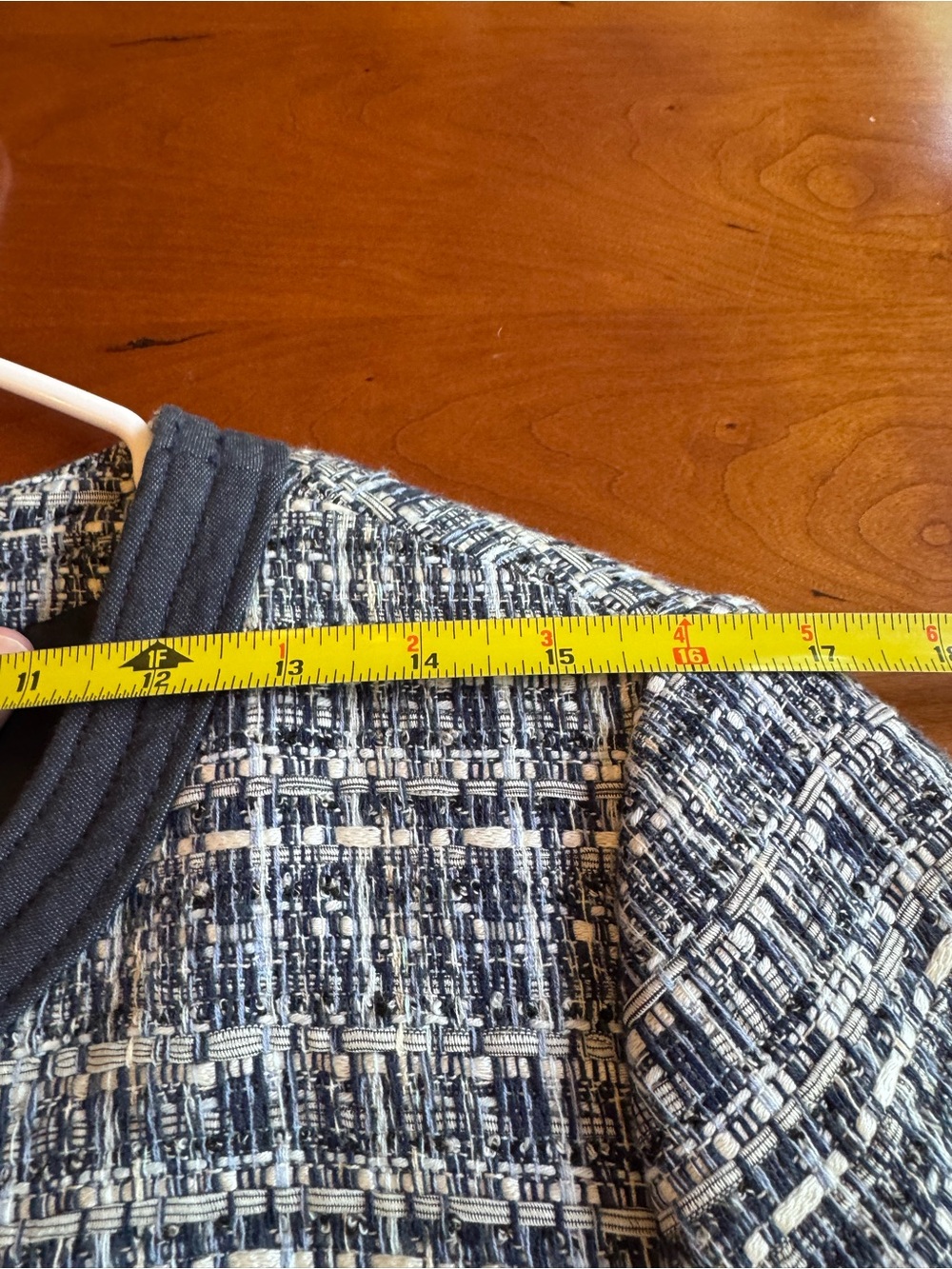 Talbots Chambray Trim Tweed Jacket Size 14 - Picture 10 of 15